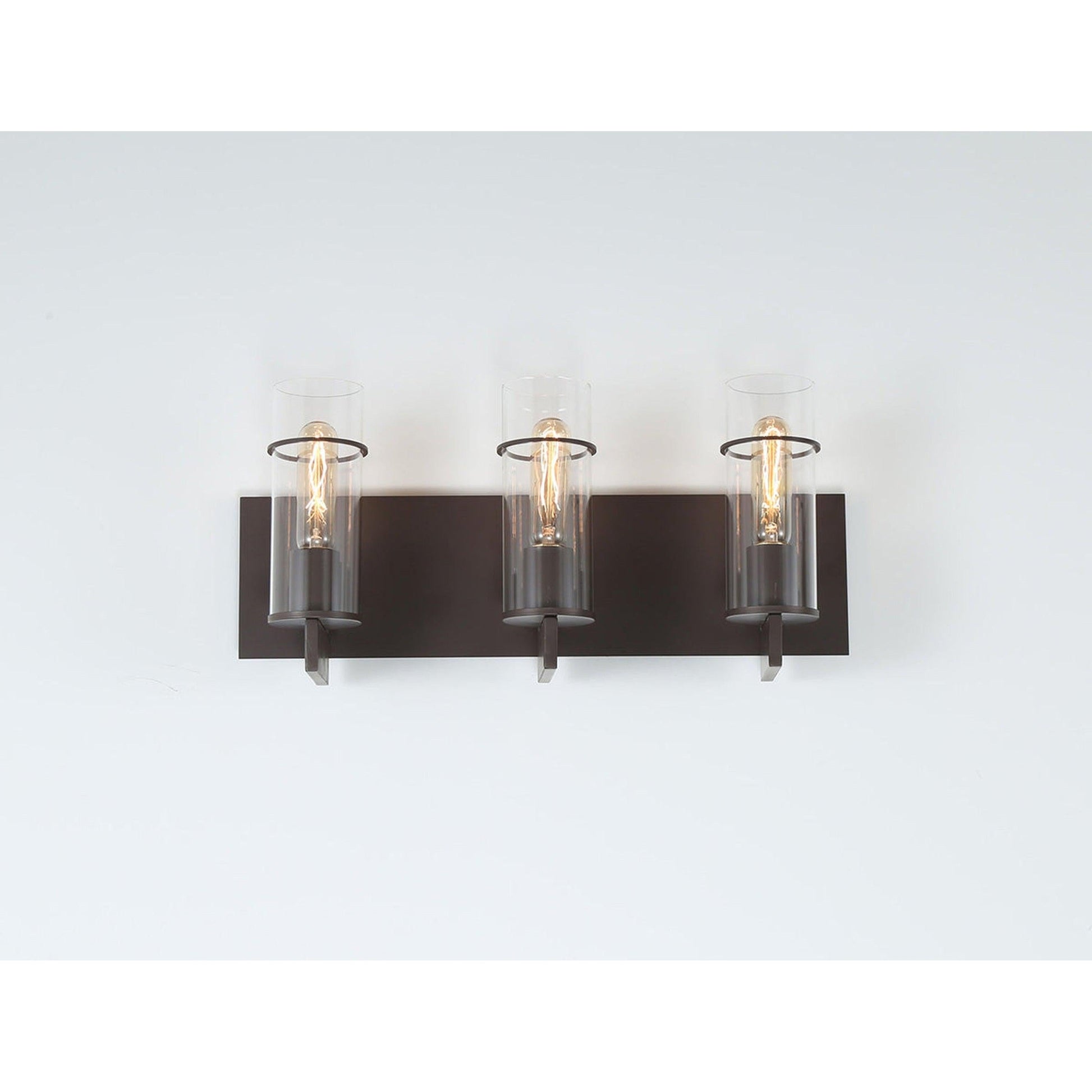 Eurofase Lighting Pista 19" 3-Light Dimmable Incandescent Bronze Bath Bar With Clear Glass Shades