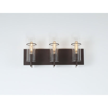 Eurofase Lighting Pista 19" 3-Light Dimmable Incandescent Bronze Bath Bar With Clear Glass Shades