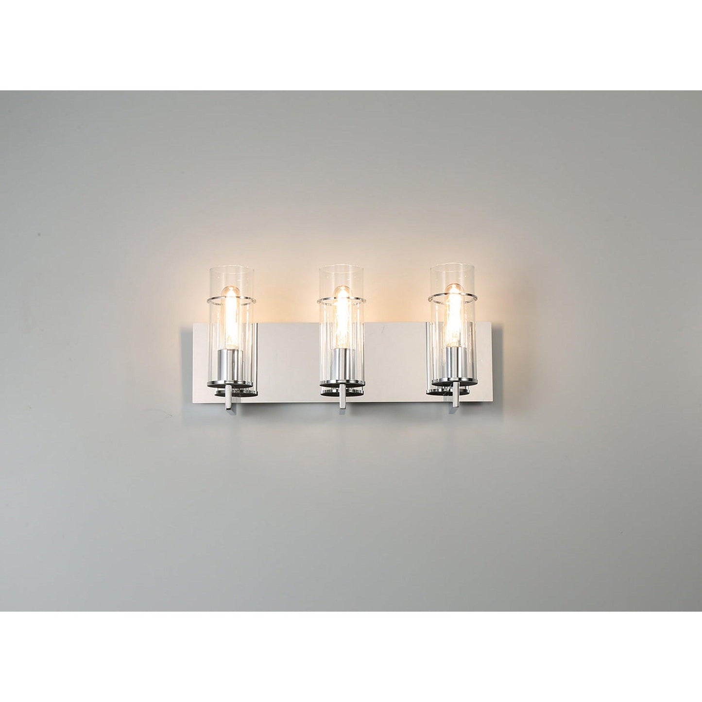 Eurofase Lighting Pista 19" 3-Light Dimmable Incandescent Chrome Bath Bar With Clear Glass Shades