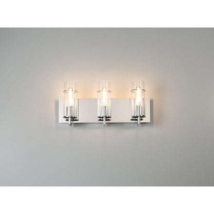 Eurofase Lighting Pista 19" 3-Light Dimmable Incandescent Chrome Bath Bar With Clear Glass Shades