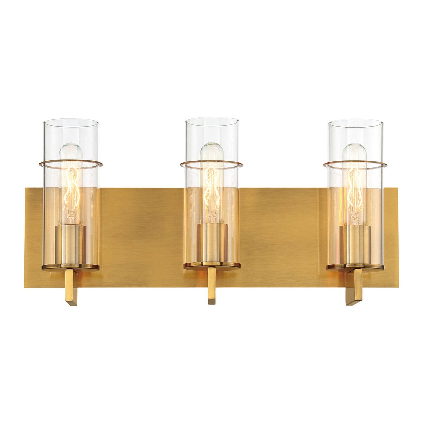 Eurofase Lighting Pista 19" 3-Light Dimmable Incandescent Gold Bath Bar With Clear Glass Shades
