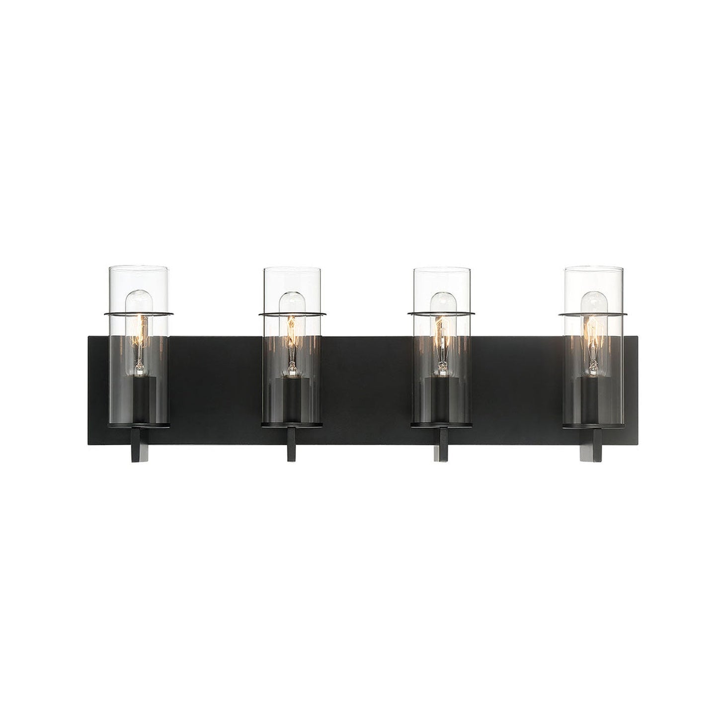 Eurofase Lighting Pista 26" 4-Light Dimmable Incandescent Black Bath Bar With Clear Glass Shades