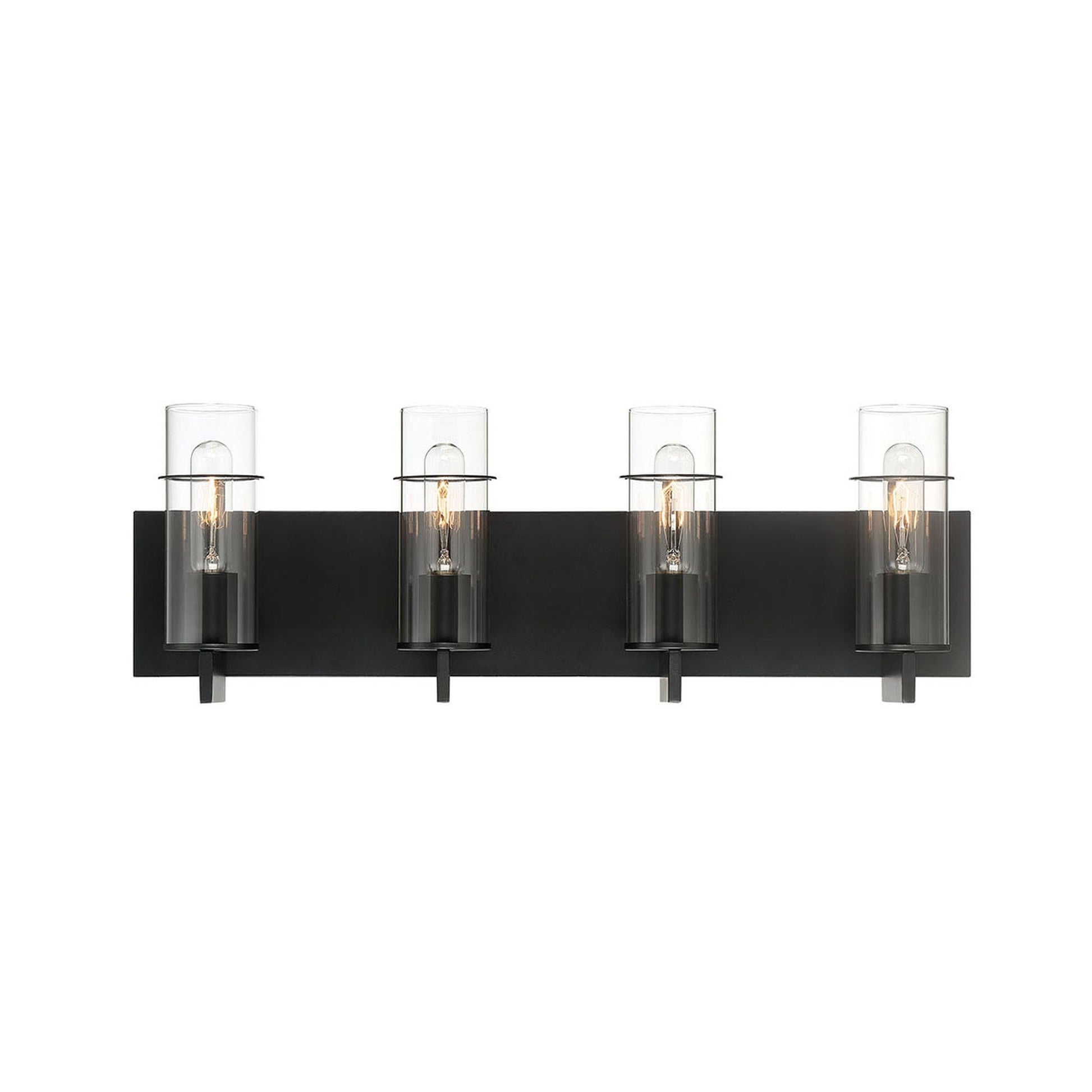 Eurofase Lighting Pista 26" 4-Light Dimmable Incandescent Black Bath Bar With Clear Glass Shades