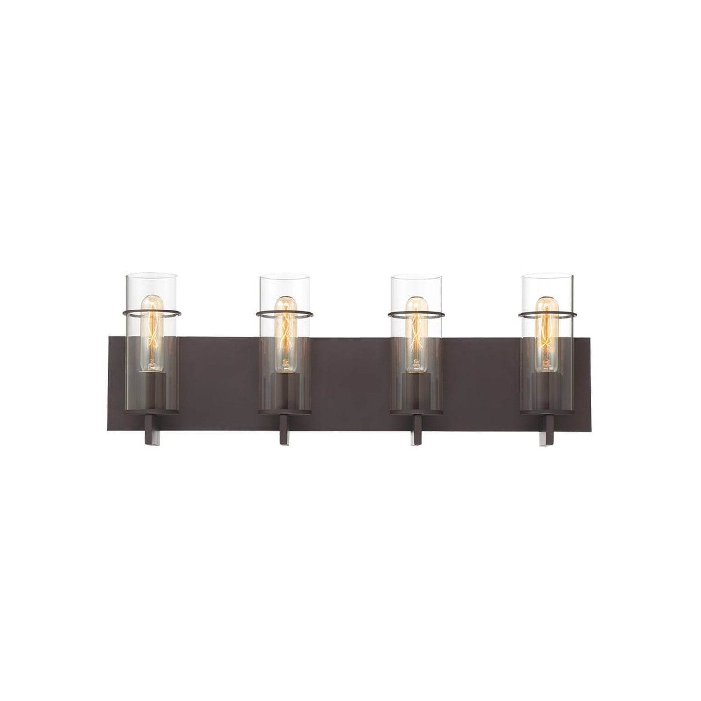 Eurofase Lighting Pista 26" 4-Light Dimmable Incandescent Bronze Bath Bar With Clear Glass Shades