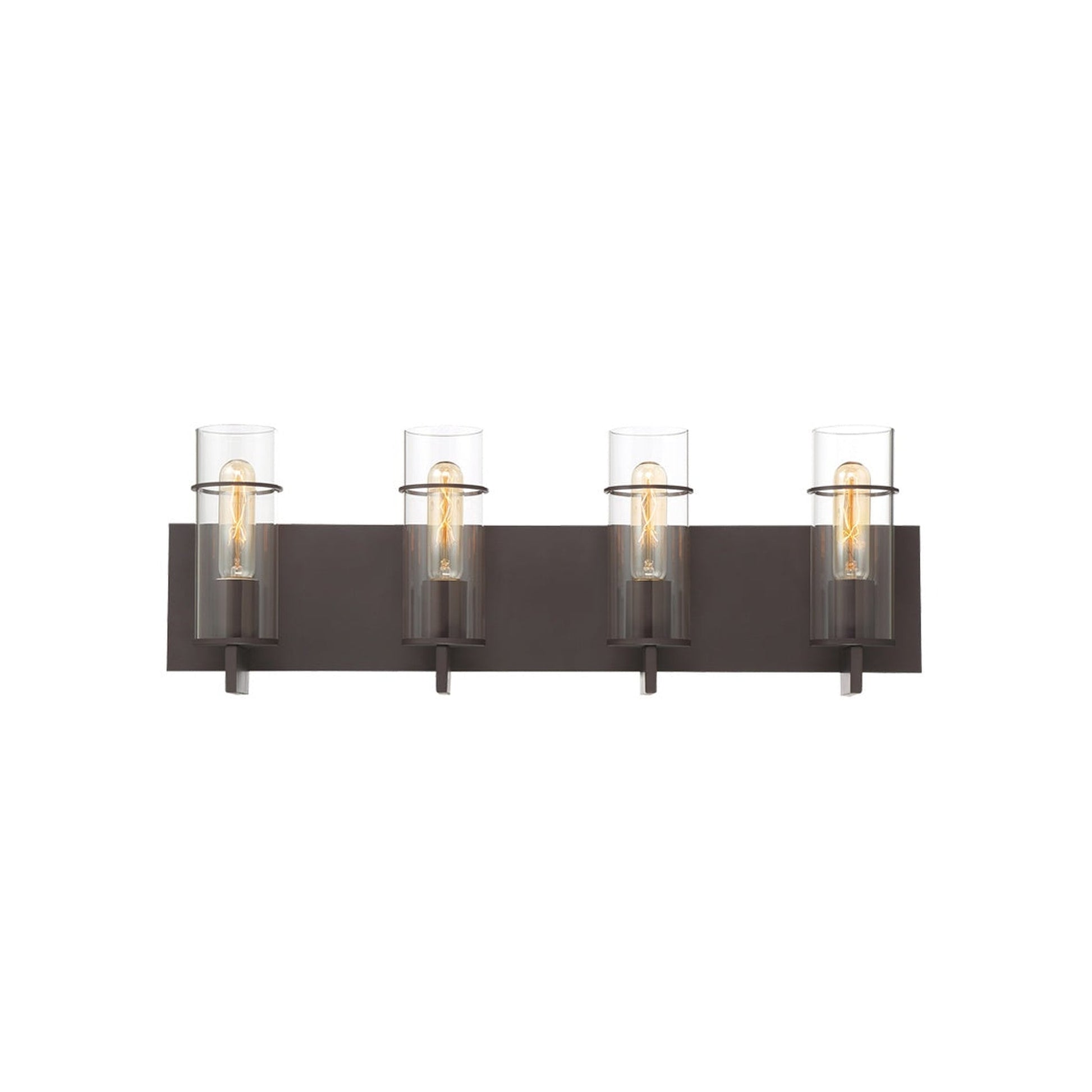 Eurofase Lighting Pista 26" 4-Light Dimmable Incandescent Bronze Bath Bar With Clear Glass Shades
