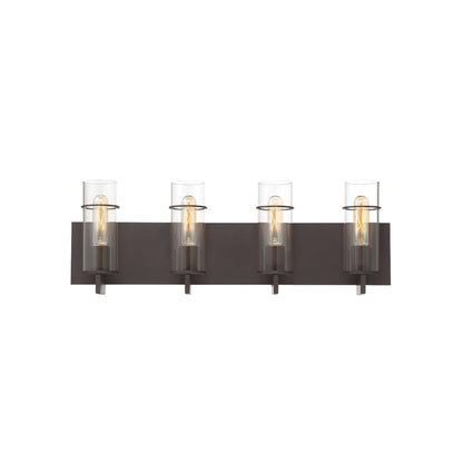 Eurofase Lighting Pista 26" 4-Light Dimmable Incandescent Bronze Bath Bar With Clear Glass Shades