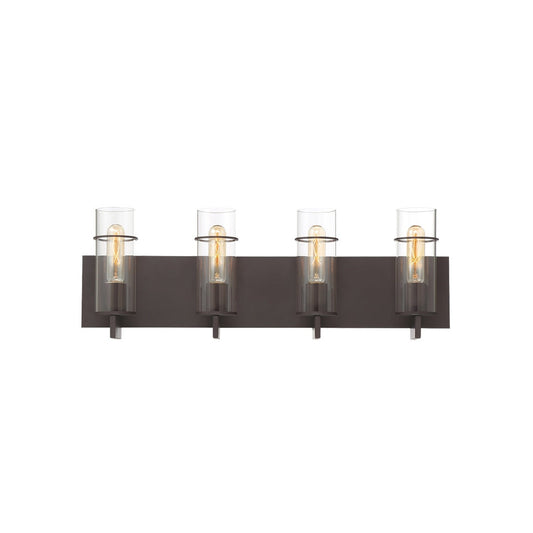 Eurofase Lighting Pista 26" 4-Light Dimmable Incandescent Bronze Bath Bar With Clear Glass Shades