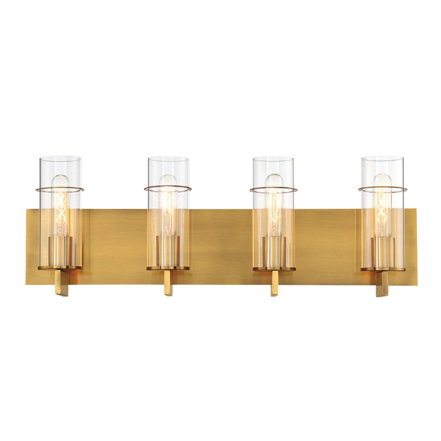 Eurofase Lighting Pista 26" 4-Light Dimmable Incandescent Gold Bath Bar With Clear Glass Shades
