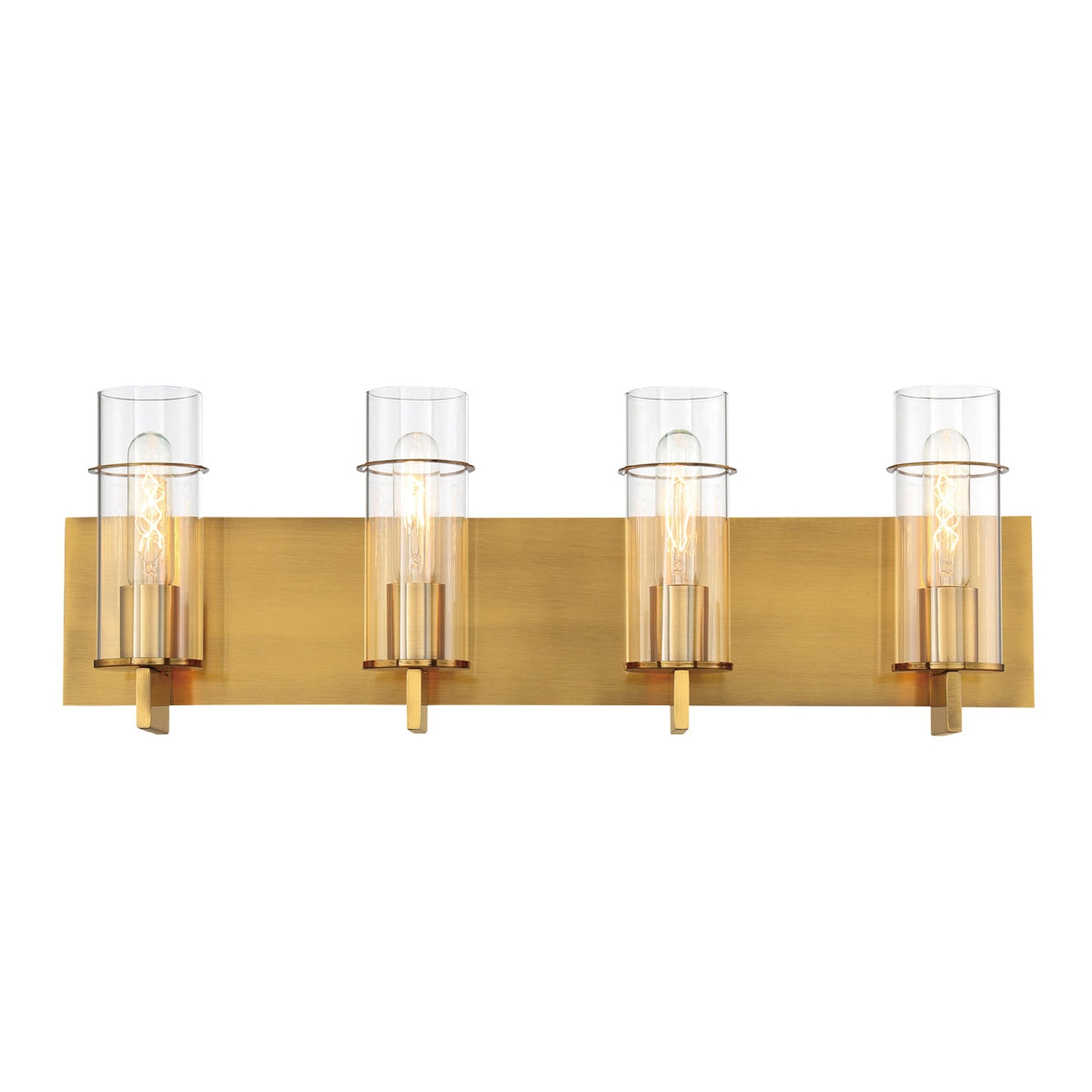 Eurofase Lighting Pista 26" 4-Light Dimmable Incandescent Gold Bath Bar With Clear Glass Shades