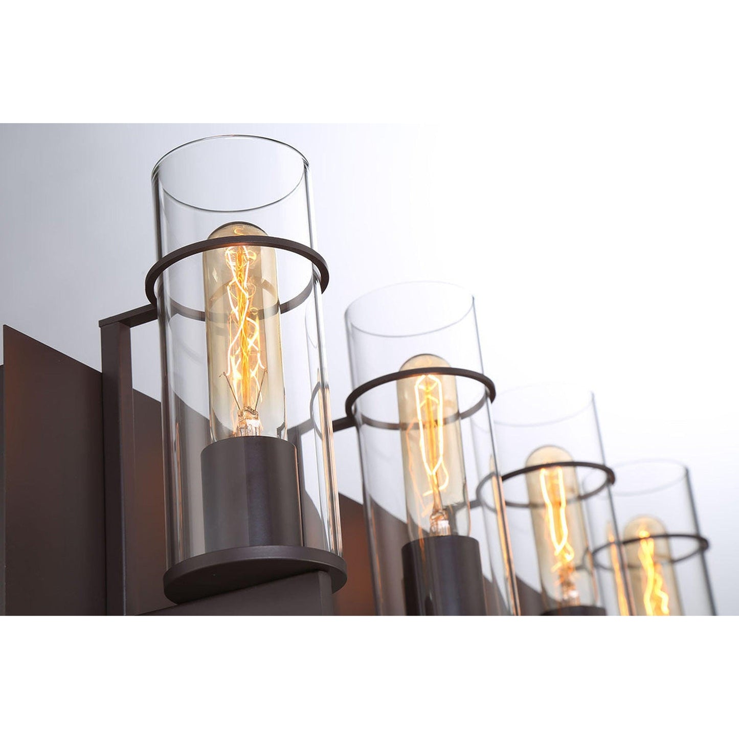 Eurofase Lighting Pista 34" 5-Light Dimmable Incandescent Black Bath Bar With Clear Glass Shades