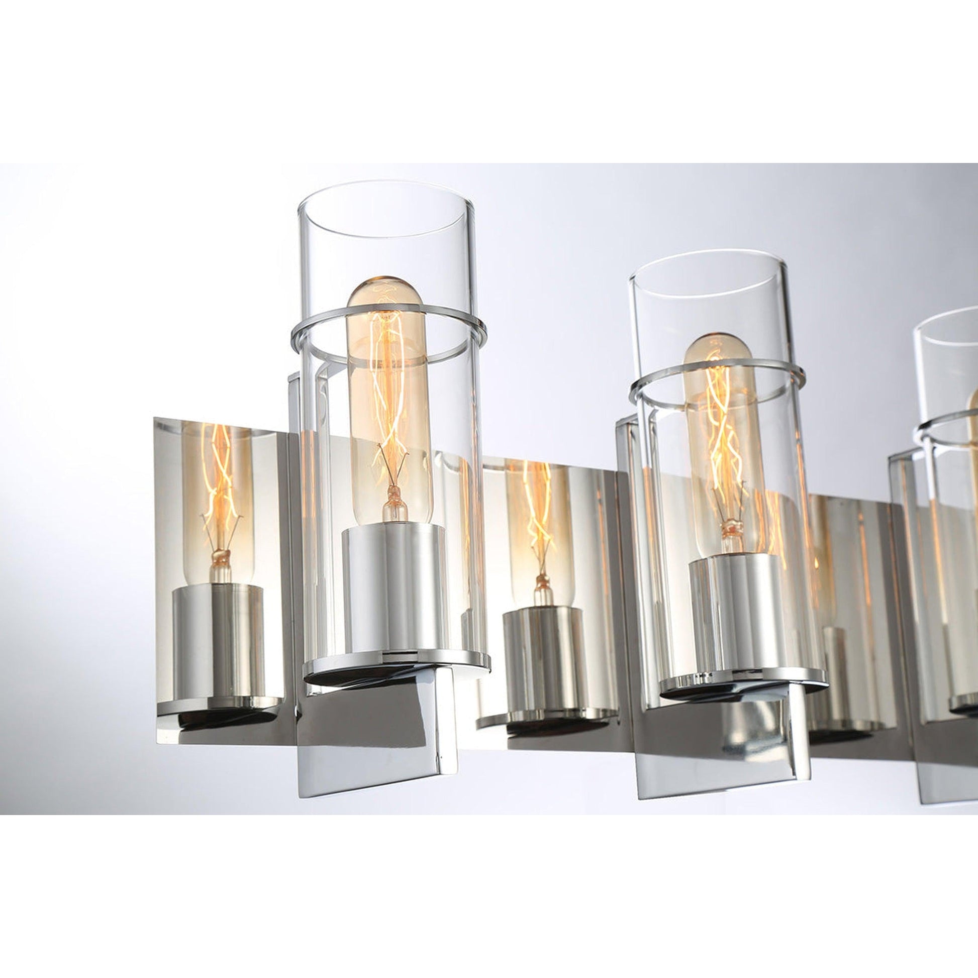 Eurofase Lighting Pista 34" 5-Light Dimmable Incandescent Chrome Bath Bar With Clear Glass Shades