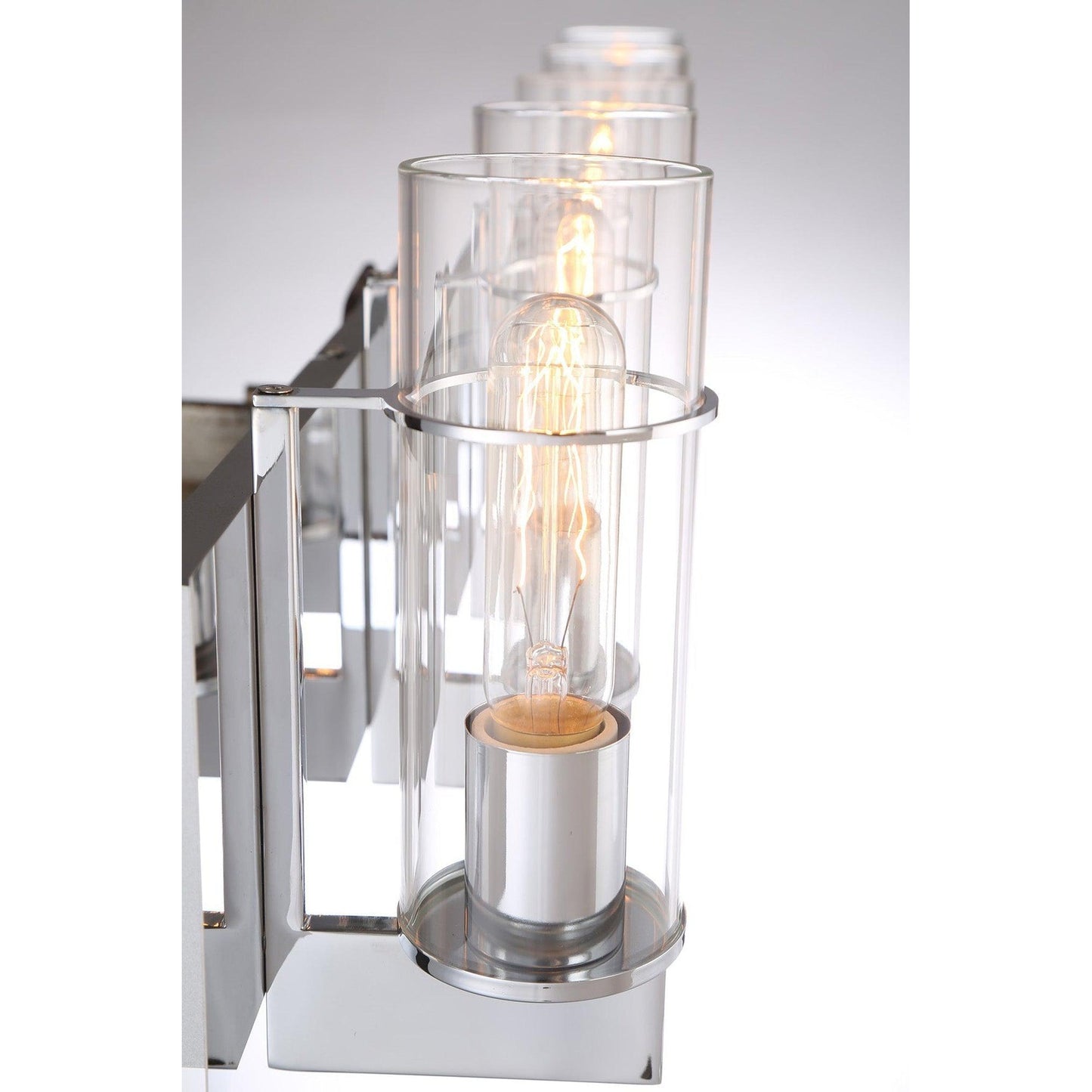 Eurofase Lighting Pista 34" 5-Light Dimmable Incandescent Chrome Bath Bar With Clear Glass Shades