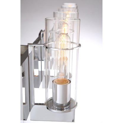 Eurofase Lighting Pista 34" 5-Light Dimmable Incandescent Chrome Bath Bar With Clear Glass Shades