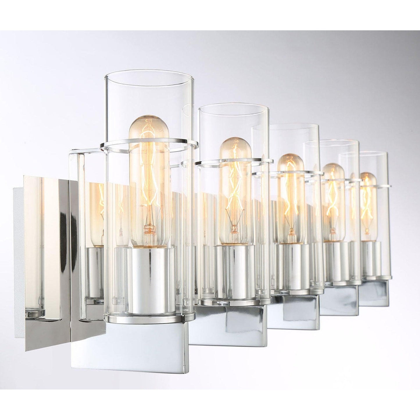 Eurofase Lighting Pista 34" 5-Light Dimmable Incandescent Chrome Bath Bar With Clear Glass Shades