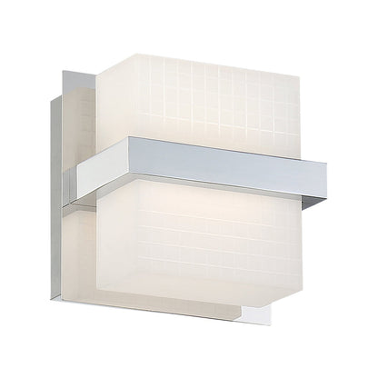 Eurofase Lighting Raylan 5" Dimmable Chrome Integrated LED Wall Sconce With Frosted Cube Shade