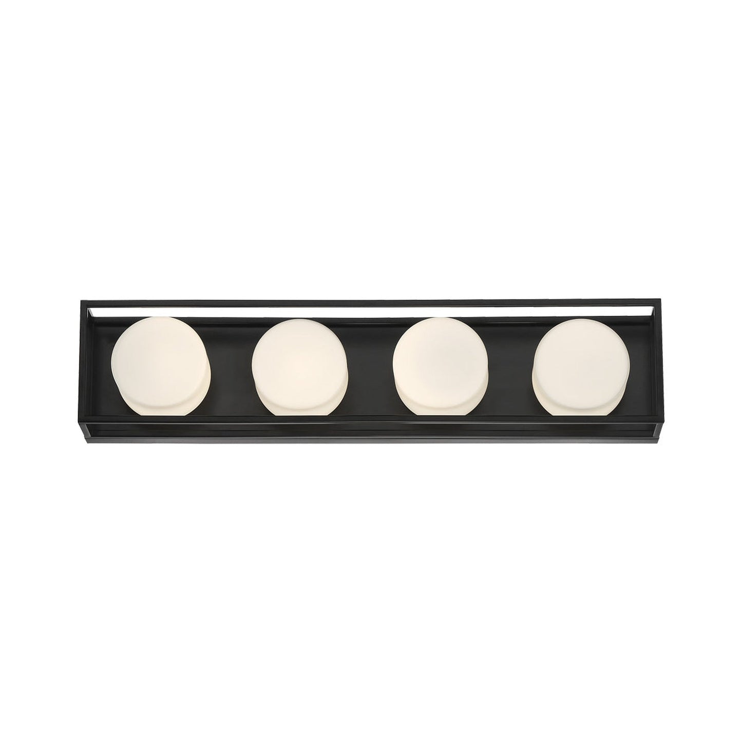 Eurofase Lighting Rover 24" 4-Light Dimmable Integrated LED Black Bath Bar With Opal Glass Shades