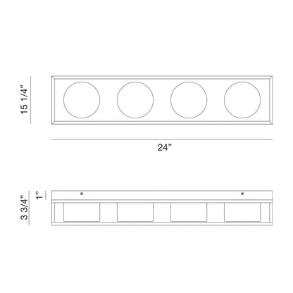 Eurofase Lighting Rover 24" 4-Light Dimmable Integrated LED Soft Gold Bath Bar With Opal Glass Shades