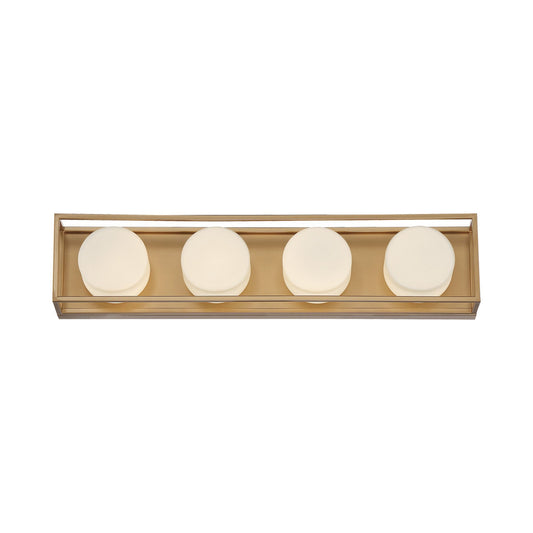 Eurofase Lighting Rover 24" 4-Light Dimmable Integrated LED Soft Gold Bath Bar With Opal Glass Shades