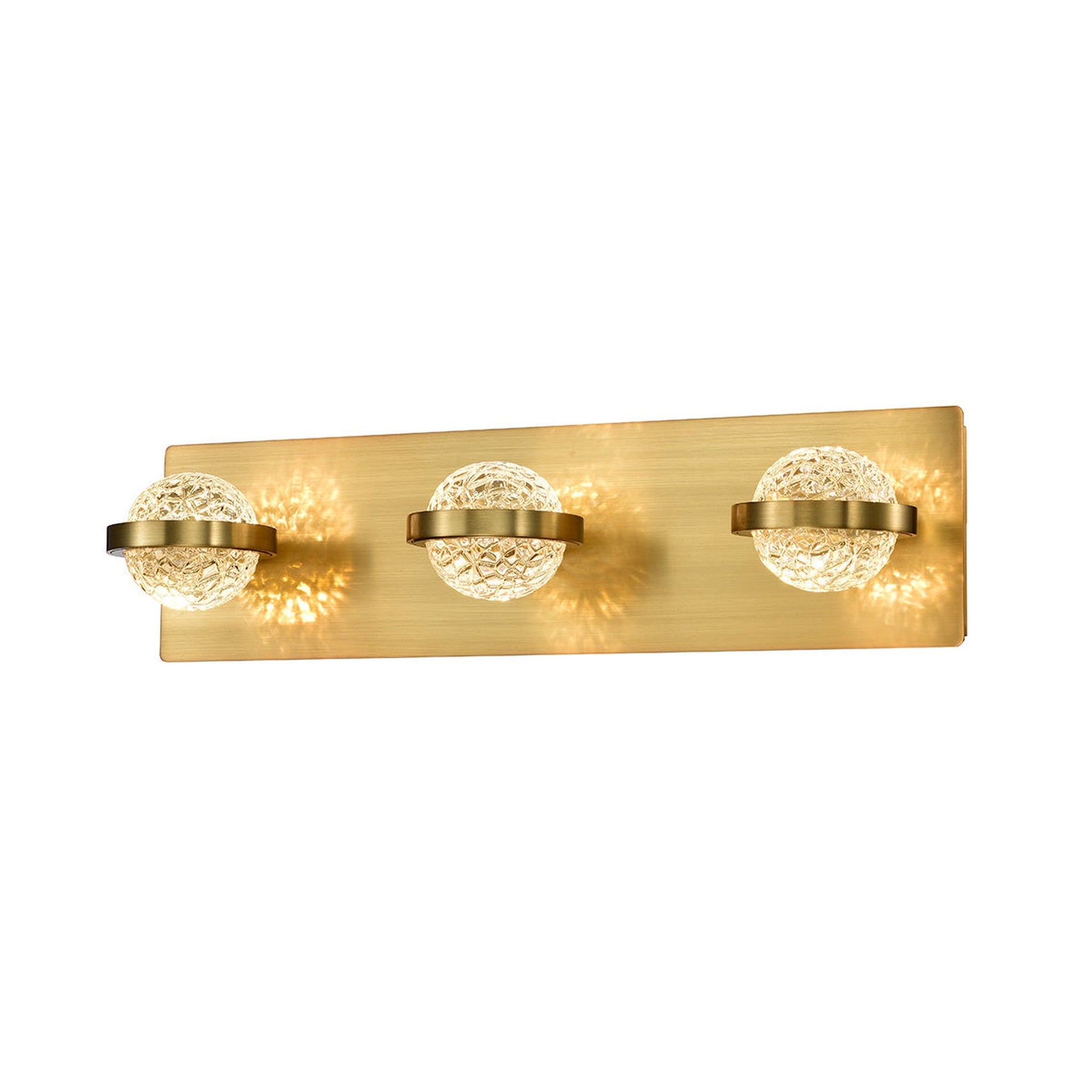 Eurofase Lighting Ryder 20" 3-Light Dimmable Integrated LED Gold Bath Bar With Clear Glass Orb Shades