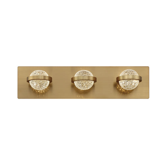 Eurofase Lighting Ryder 20" 3-Light Dimmable Integrated LED Gold Bath Bar With Clear Glass Orb Shades