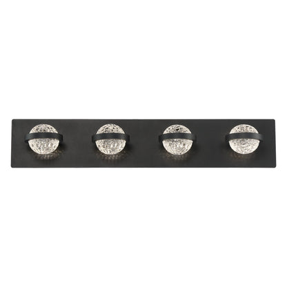 Eurofase Lighting Ryder 26" 4-Light Dimmable Integrated LED Black Bath Bar With Clear Glass Orb Shades