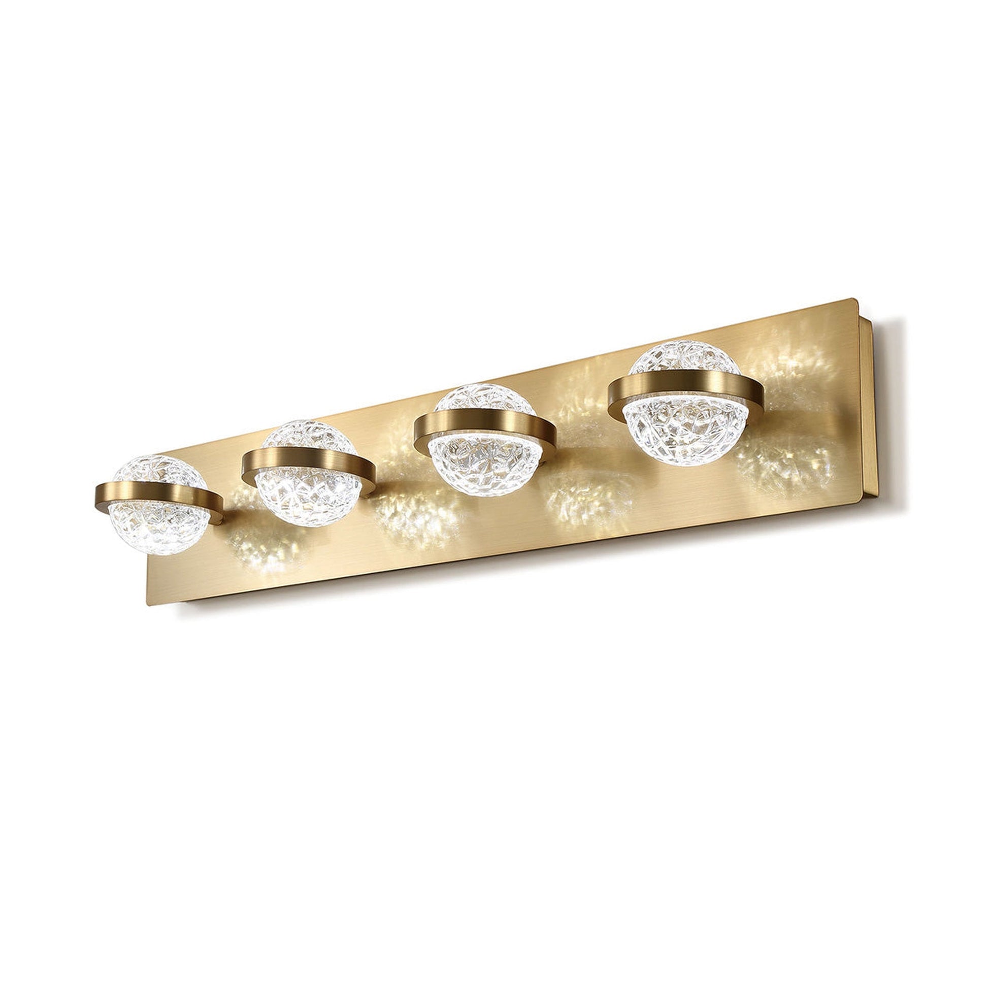 Eurofase Lighting Ryder 26" 4-Light Dimmable Integrated LED Gold Bath Bar With Clear Glass Orb Shades