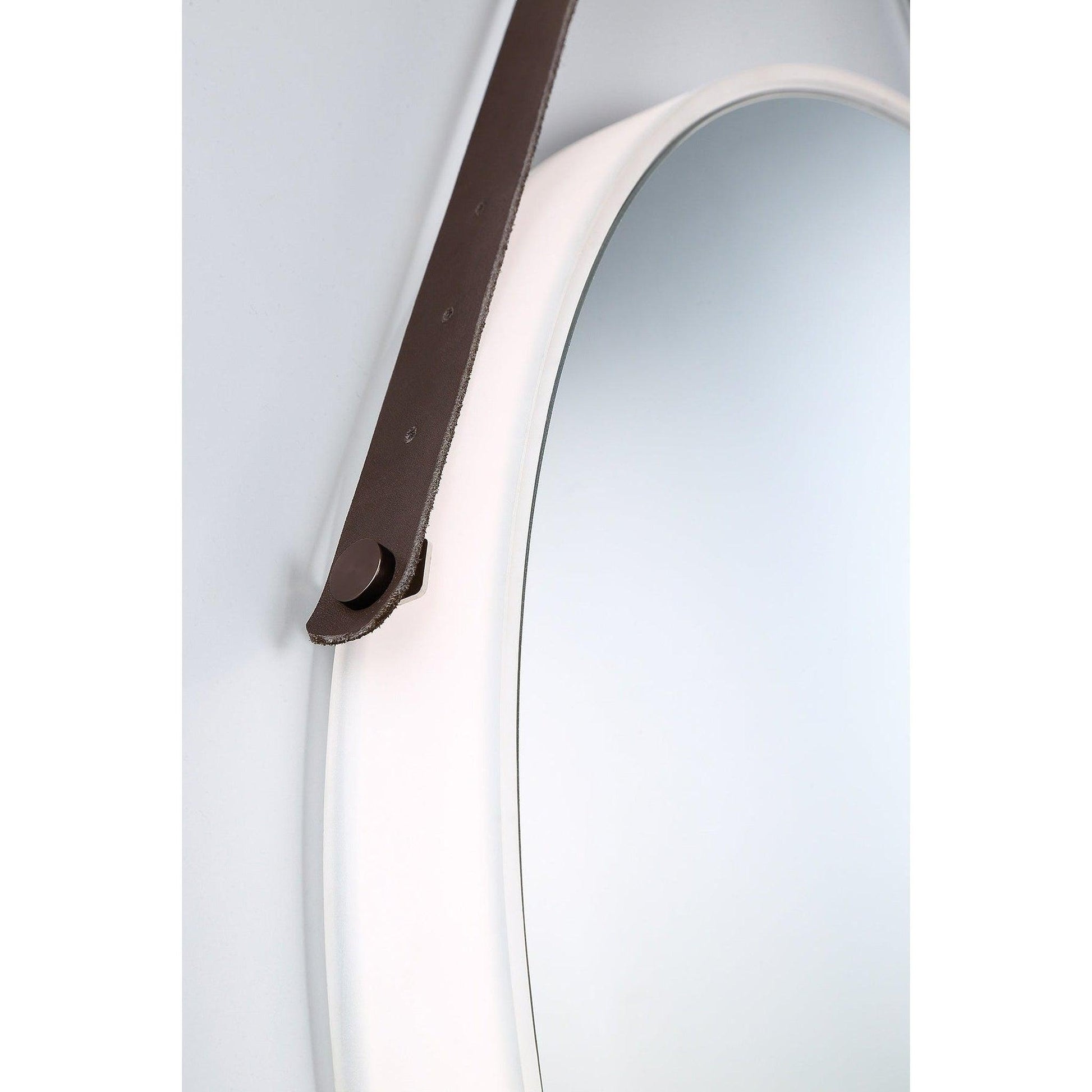 Eurofase Lighting Salerno 24" Edge-Lit Integrated LED Round Mirror With Leather Strap