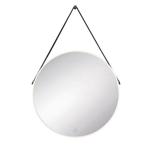 Eurofase Lighting Salerno 24" Edge-Lit Integrated LED Round Mirror With Leather Strap