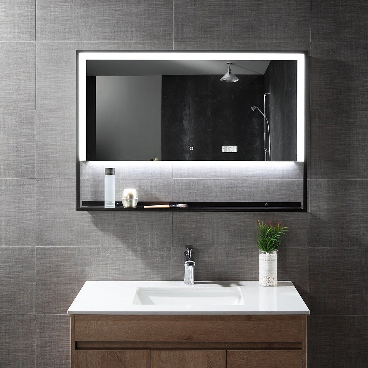 Eurofase Lighting Sayora 47" x 28" Rectangular Mirror With Back-Lit Integrated LED And A Built-In Shelf
