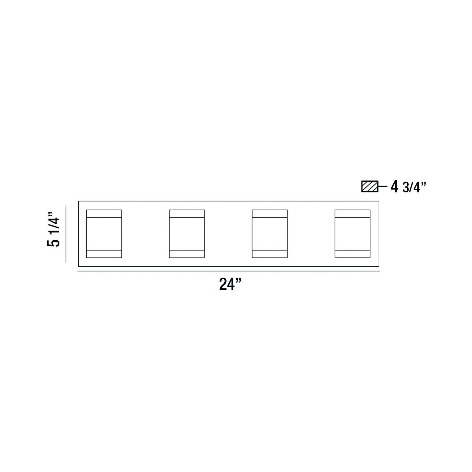 Eurofase Lighting Seaton 24" 4-Light Dimmable Integrated LED Chrome Bath Bar With Clear Crystal-Like Glass Shades