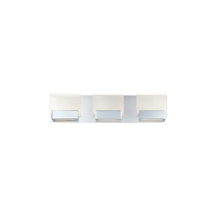 Eurofase Lighting Sonic 22" 3-Light Dimmable Integrated LED Chrome Bath Bar With Etched Glass Shades