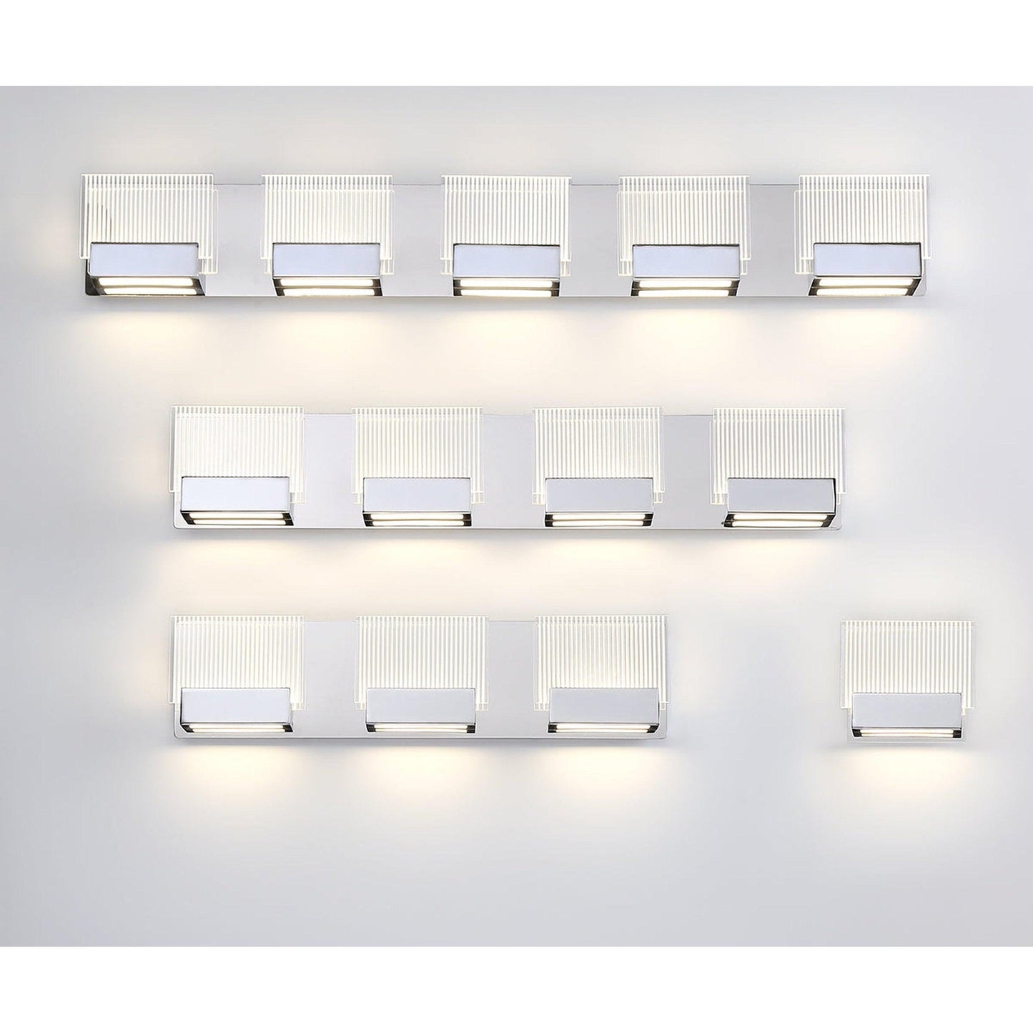 Eurofase Lighting Sonic 30" 4-Light Dimmable Integrated LED Chrome Bath Bar With Etched Glass Shades