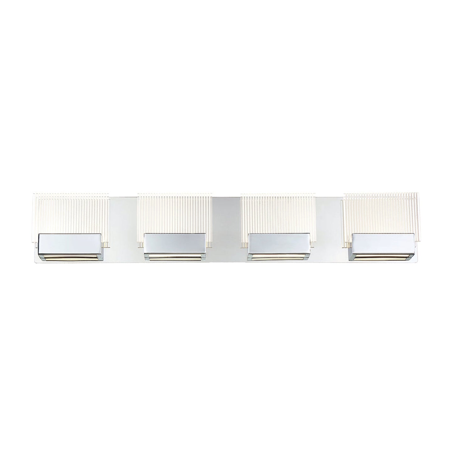 Eurofase Lighting Sonic 30" 4-Light Dimmable Integrated LED Chrome Bath Bar With Etched Glass Shades