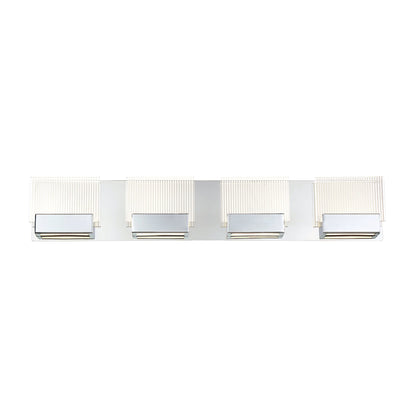 Eurofase Lighting Sonic 30" 4-Light Dimmable Integrated LED Chrome Bath Bar With Etched Glass Shades