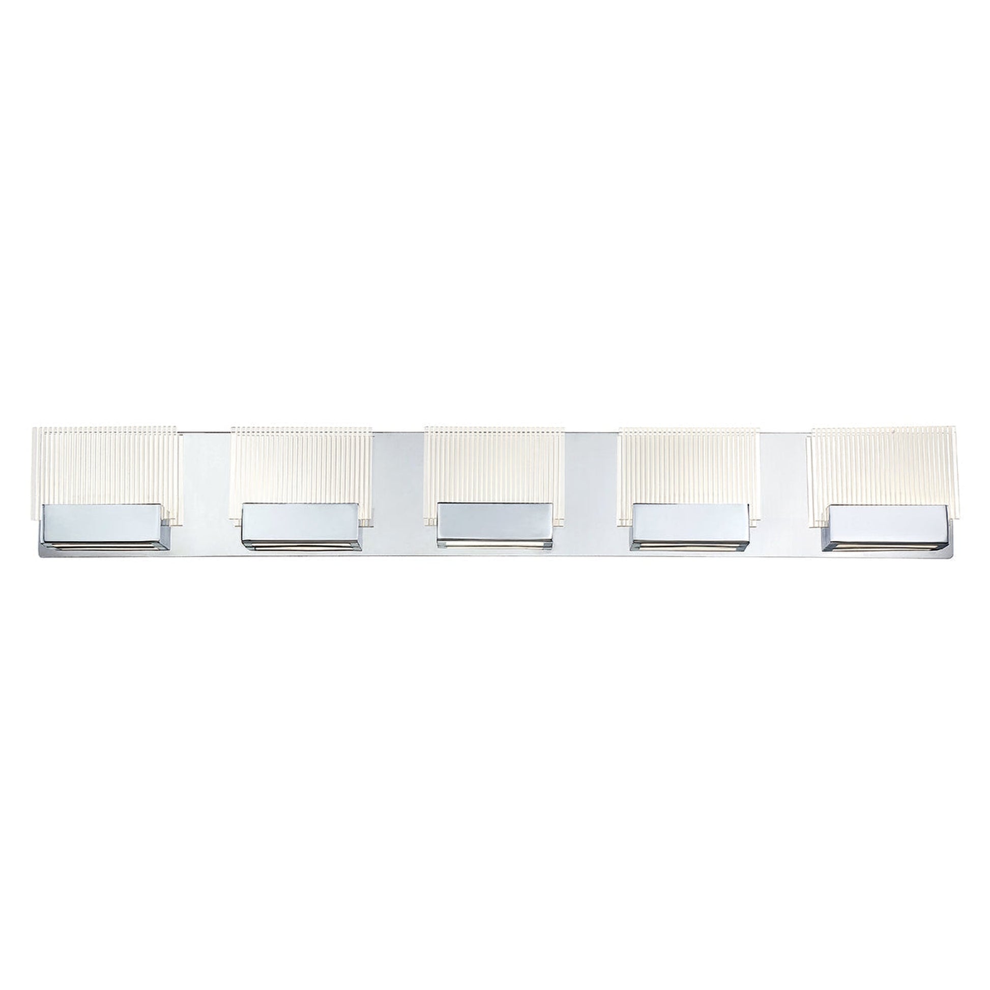 Eurofase Lighting Sonic 37" 5-Light Dimmable Integrated LED Chrome Bath Bar With Etched Glass Shades