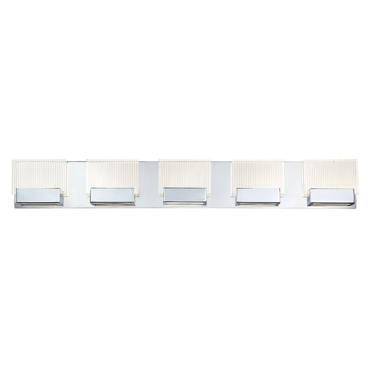 Eurofase Lighting Sonic 37" 5-Light Dimmable Integrated LED Chrome Bath Bar With Etched Glass Shades