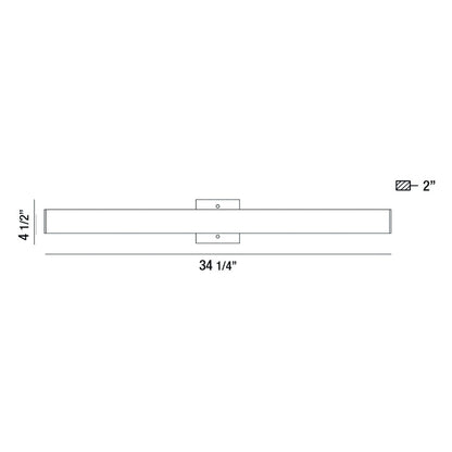 Eurofase Lighting Springfield 34" Dimmable Integrated LED Black Wall Sconce With White Acrylic Shade