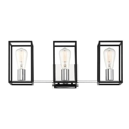 Eurofase Lighting Stafford 23" 3-Light Dimmable Incandescent Black/ Chrome Bath Bar Vanity Light