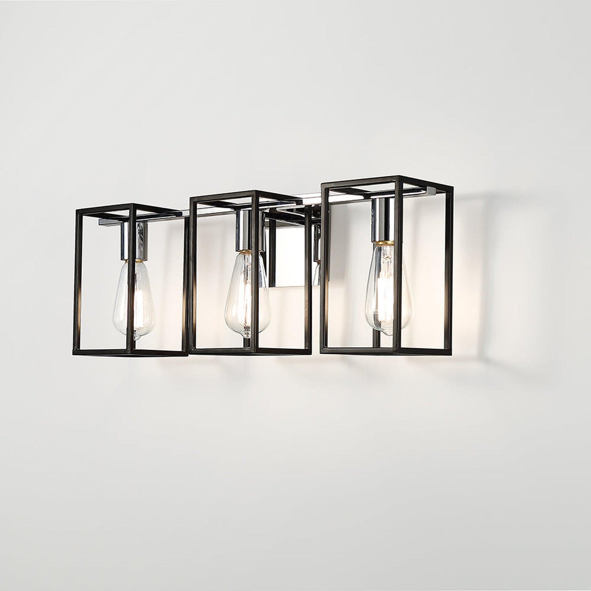 Eurofase Lighting Stafford 23" 3-Light Dimmable Incandescent Black/ Chrome Bath Bar Vanity Light