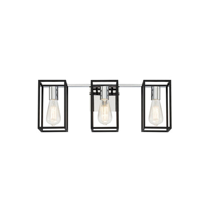 Eurofase Lighting Stafford 23" 3-Light Dimmable Incandescent Black/ Chrome Bath Bar Vanity Light