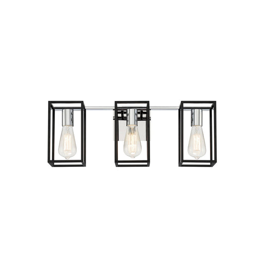 Eurofase Lighting Stafford 23" 3-Light Dimmable Incandescent Black/ Chrome Bath Bar Vanity Light