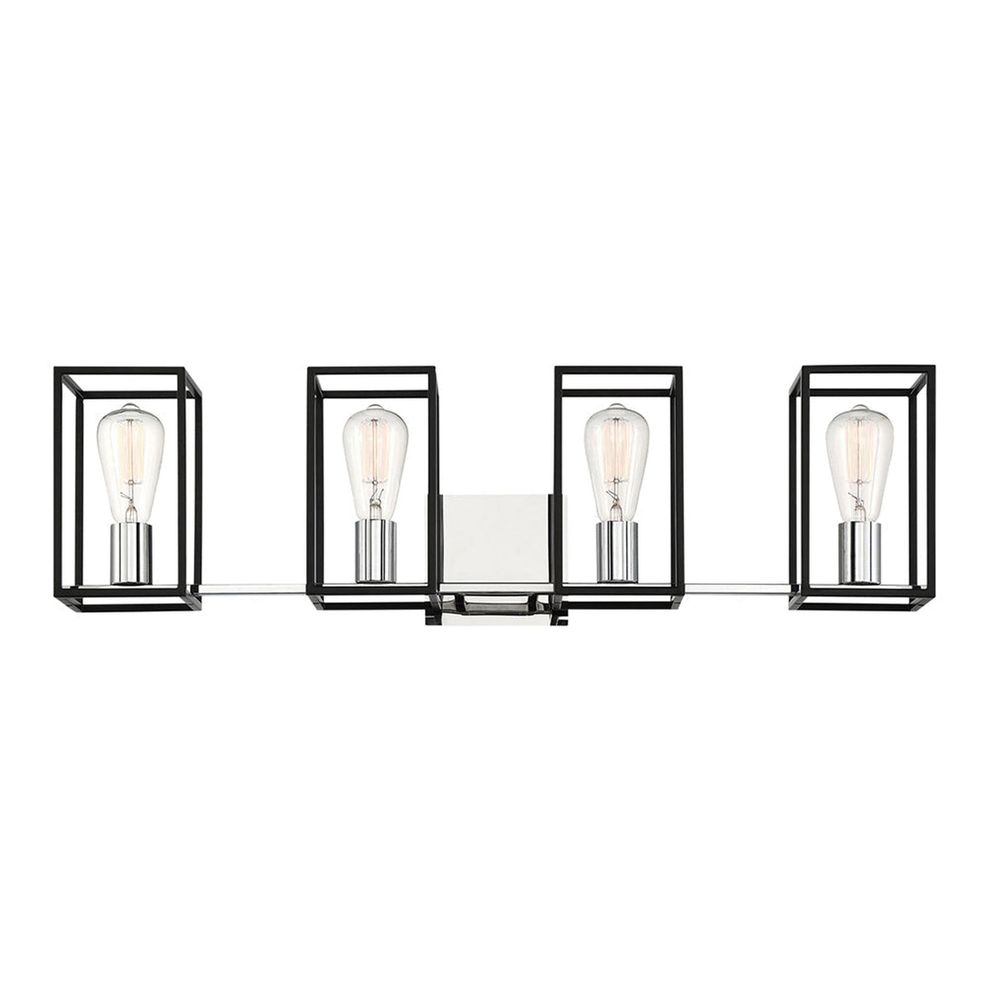 Eurofase Lighting Stafford 32" 4-Light Dimmable Incandescent Black/ Chrome Bath Bar Vanity Light