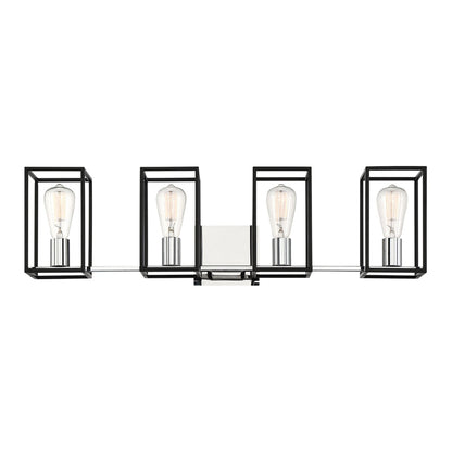 Eurofase Lighting Stafford 32" 4-Light Dimmable Incandescent Black/ Chrome Bath Bar Vanity Light