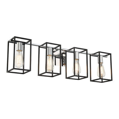 Eurofase Lighting Stafford 32" 4-Light Dimmable Incandescent Black/ Chrome Bath Bar Vanity Light