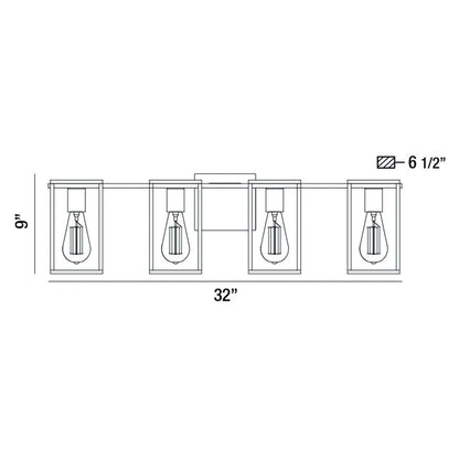 Eurofase Lighting Stafford 32" 4-Light Dimmable Incandescent Black/ Chrome Bath Bar Vanity Light