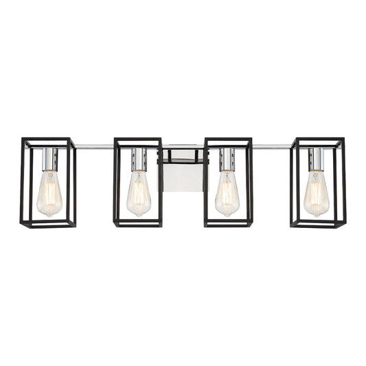 Eurofase Lighting Stafford 32" 4-Light Dimmable Incandescent Black/ Chrome Bath Bar Vanity Light