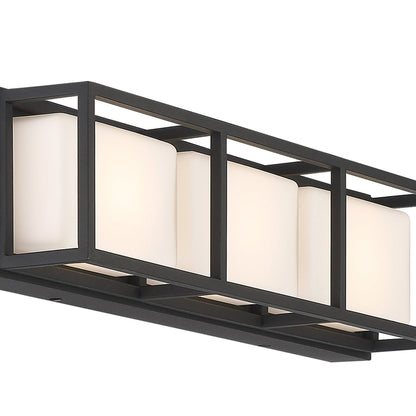 Eurofase Lighting Tamar 20" 3-Light Dimmable Integrated LED Black Wall Sconce With Opal White Glass Shades