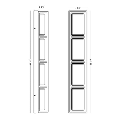 Eurofase Lighting Tamar 26" 4-Light Dimmable Integrated LED Black Wall Sconce With Opal White Glass Shades