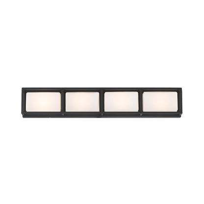 Eurofase Lighting Tamar 26" 4-Light Dimmable Integrated LED Black Wall Sconce With Opal White Glass Shades