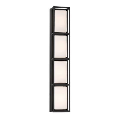 Eurofase Lighting Tamar 26" 4-Light Dimmable Integrated LED Black Wall Sconce With Opal White Glass Shades